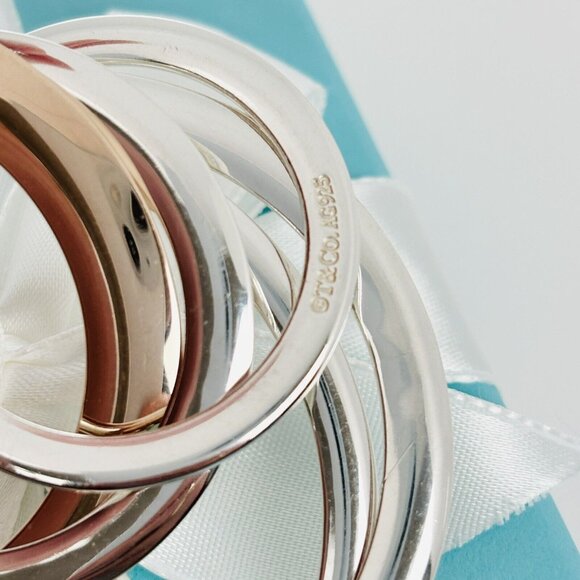 20" Tiffany 1837 4 Four Interlocking Circles Pendant Necklace in Silver & Rubedo - Picture 5 of 7